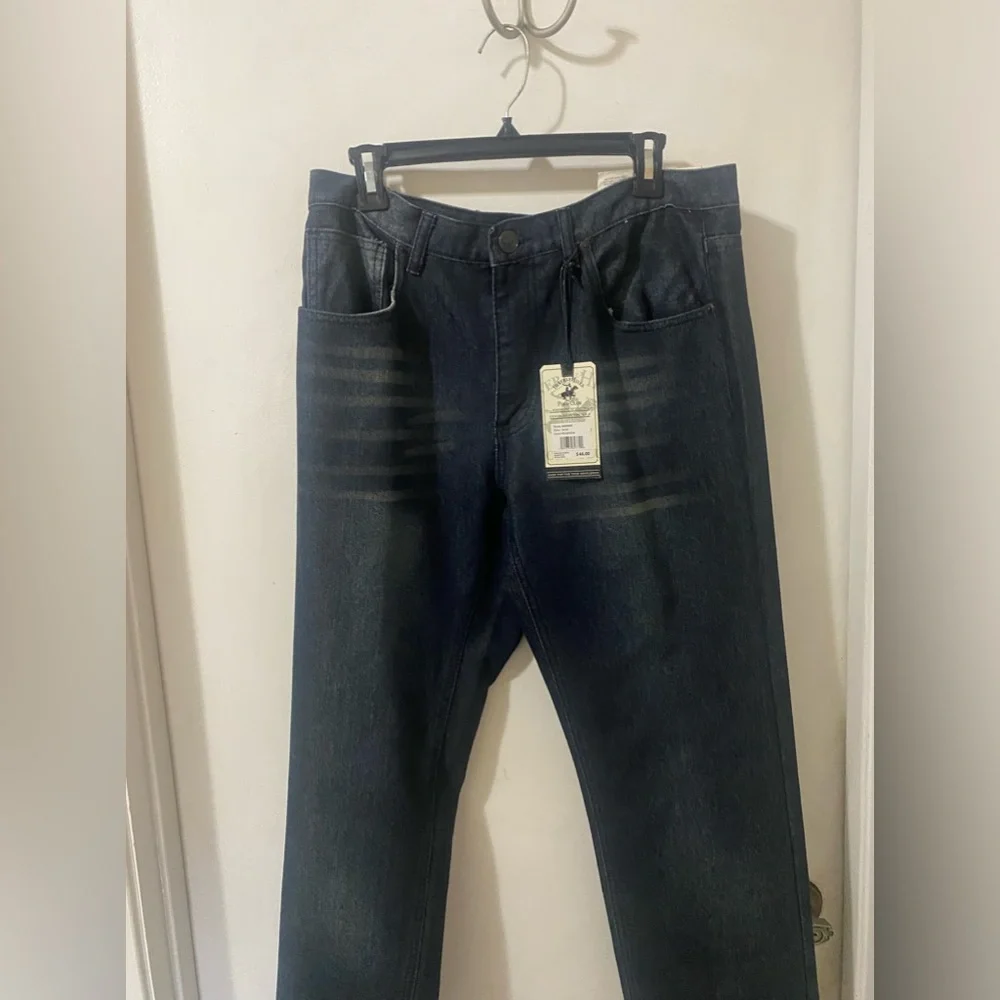 NWT Men’s Beverly Hills Polo Club Relaxed Straight Fit Blue Jeans, 34” x 30” - Picture 4 of 9